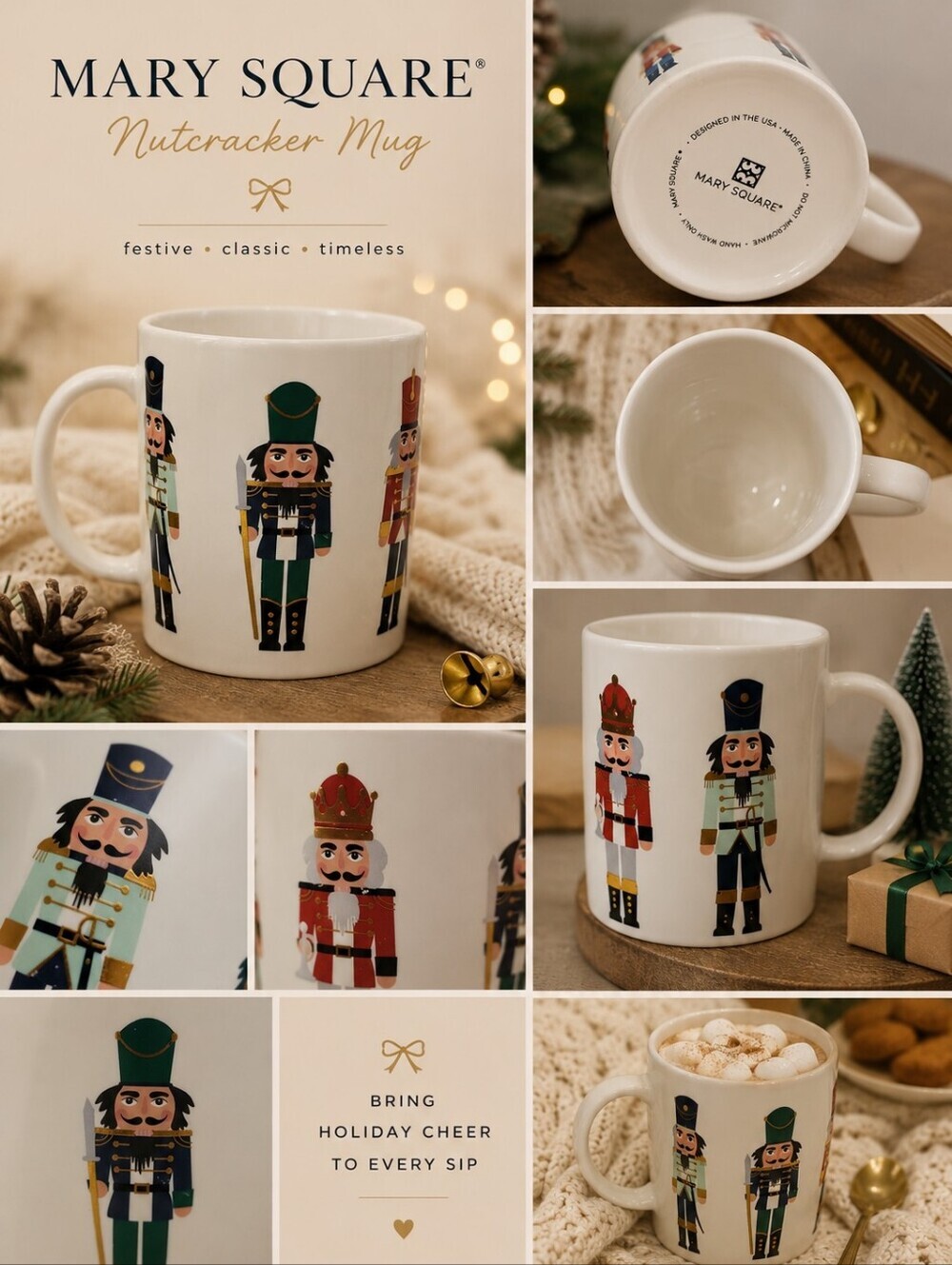 Mary Square Nutcracker Ceramchristmasic Coffee Mug Holiday Christmas Cup